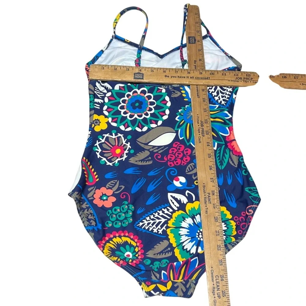 Boden Womens Floral Paisley One Piece Swimsuit Navy Blue V-Neck US 6 UK 10